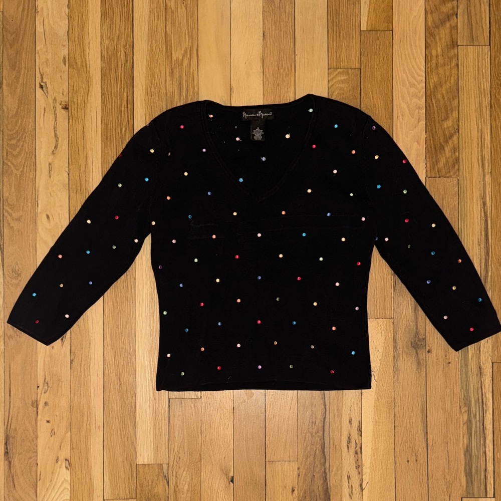 Chic Black Top with Multicolored Dots